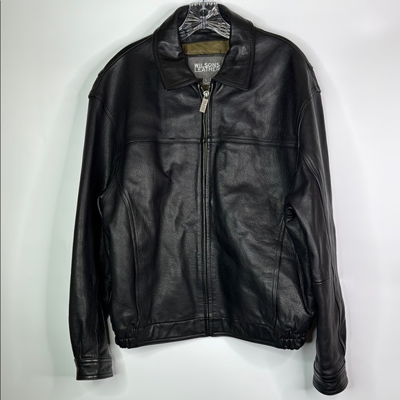 Wilson's Leather Black Insulated Leather Full Zip Jacket Size Large - Picture 1 of 12